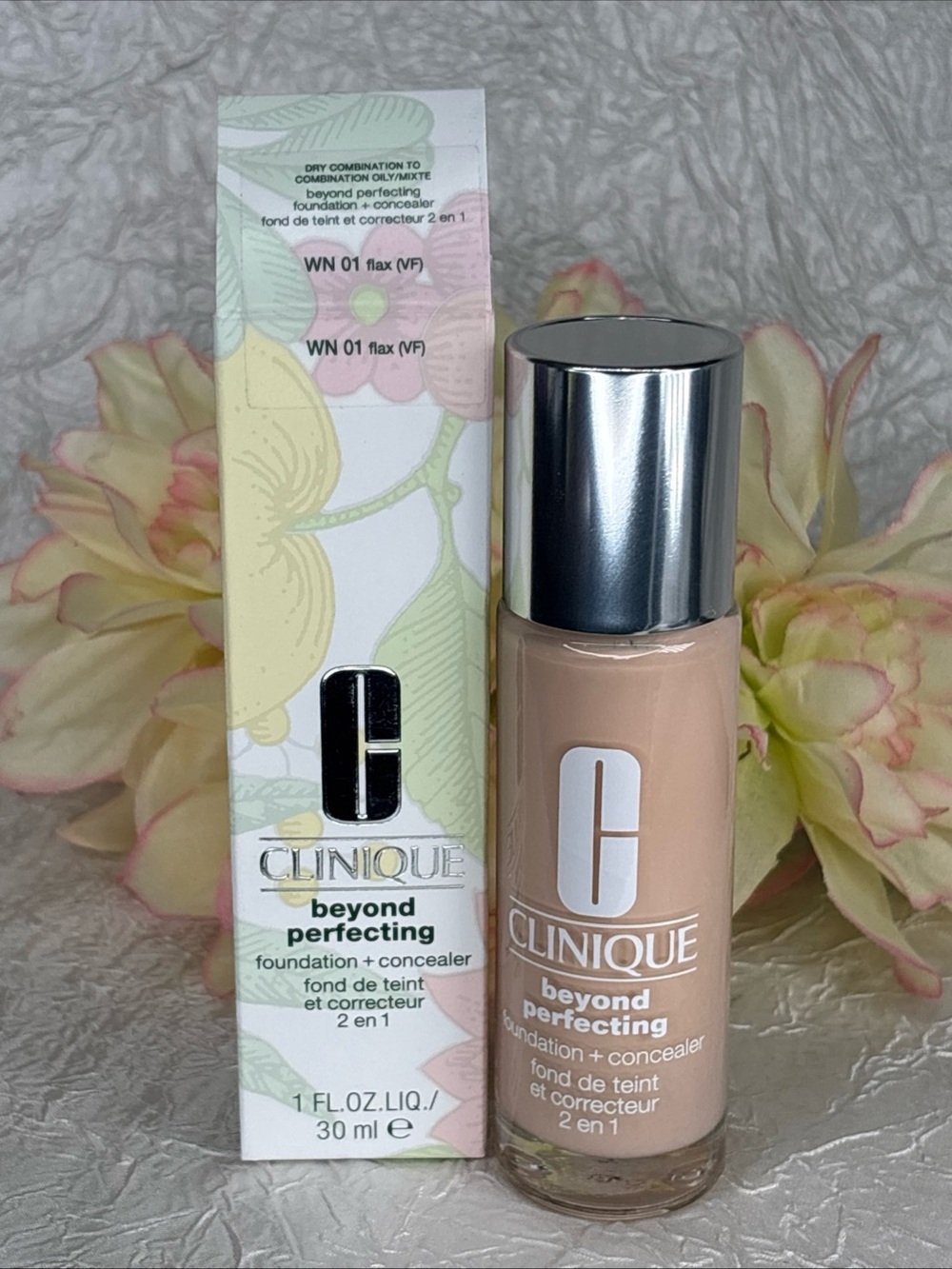 Clinique Beyond Perfecting Foundation + Concealer WN 01 Flax (VF) FSize NIB